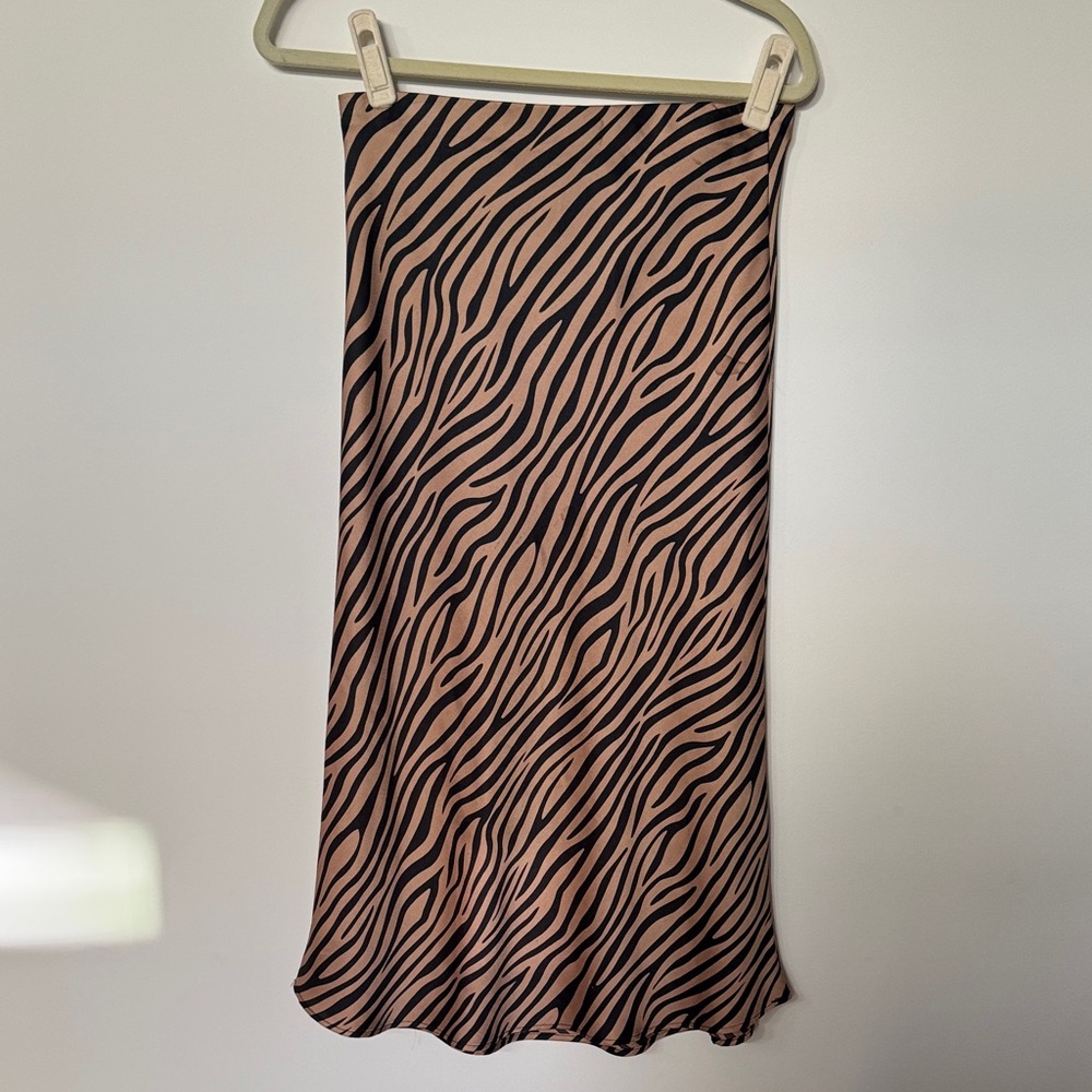 re:named Black and Brown Zebra Midi Skirt